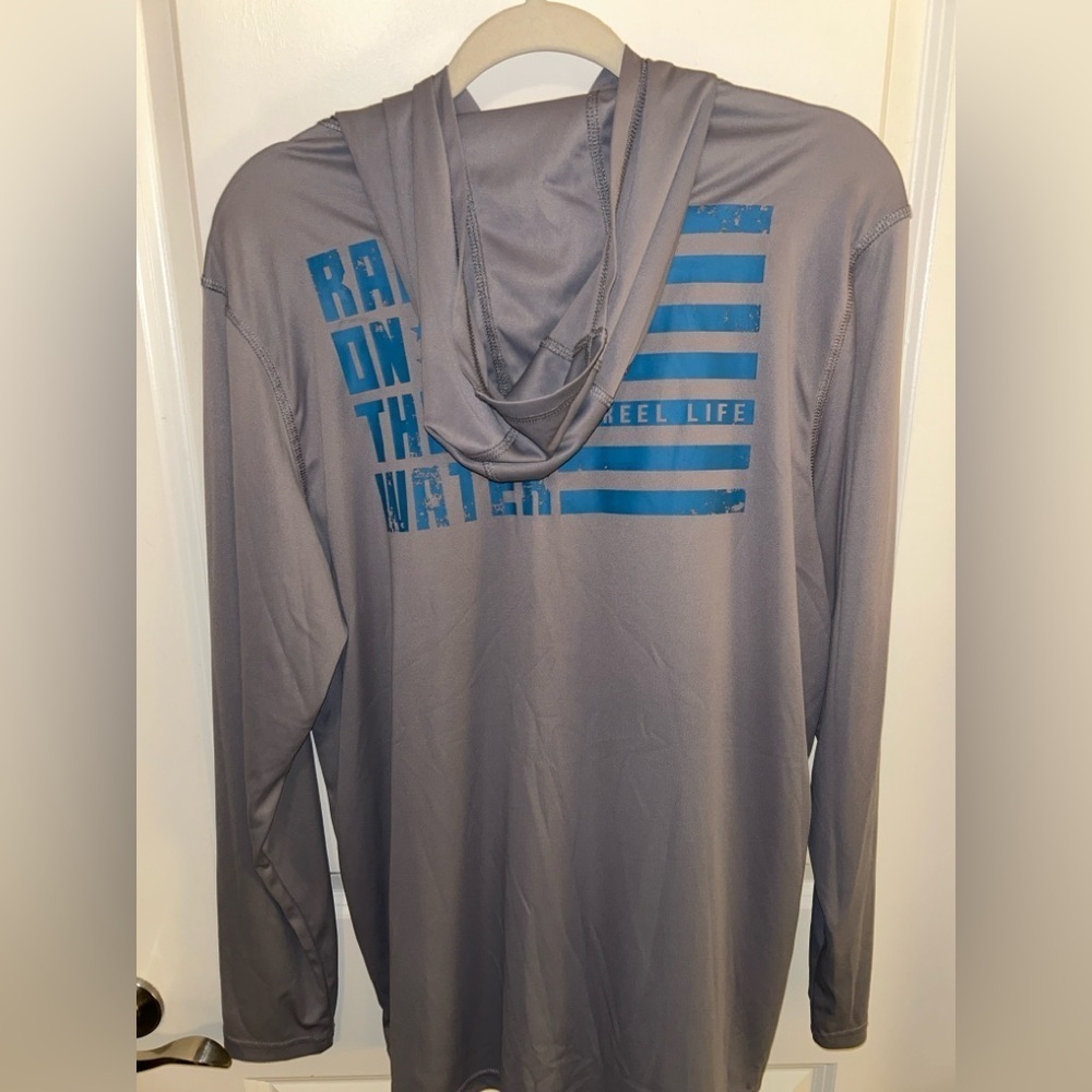 Reel Life “raised on the water” Gray Long Sleeve Rash Guard/Fishing Shirt - Picture 5 of 5